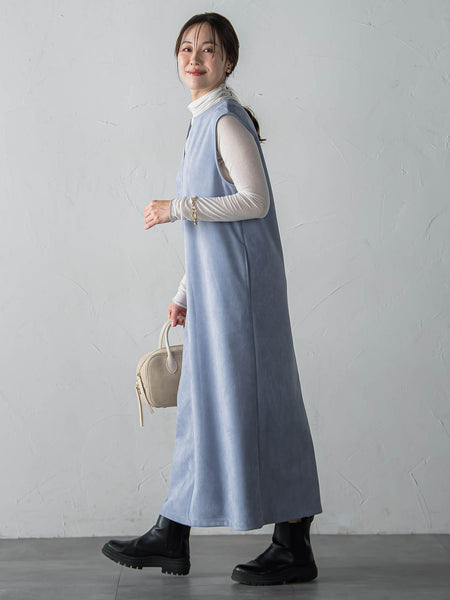 【WEB限定】フェイクスエードワンピース≪洗える≫