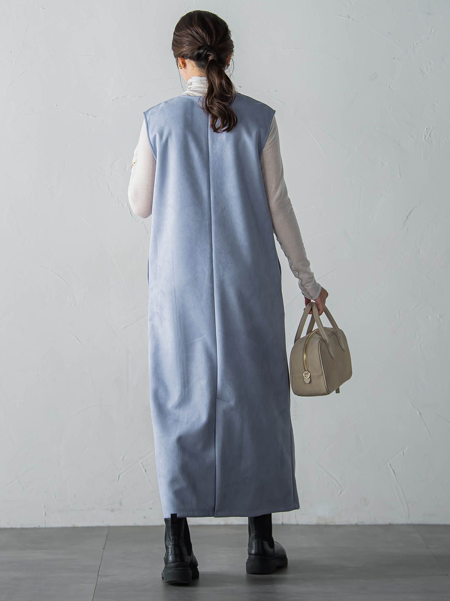 【WEB限定】フェイクスエードワンピース≪洗える≫