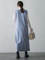 【WEB限定】フェイクスエードワンピース≪洗える≫