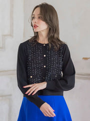 リボンドットツイードカーディガン