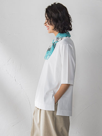 【大きいサイズ】Tシャツ風ニットプルオーバー≪手洗い可能≫