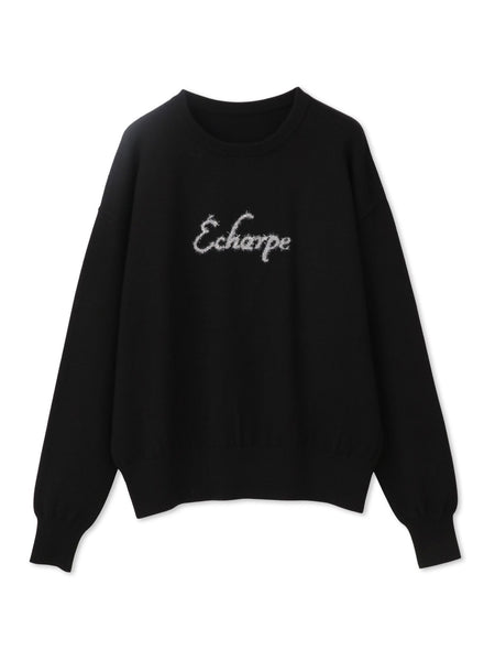 ラメフェザーロゴクルーネックニットプルオーバー≪手洗い可能≫