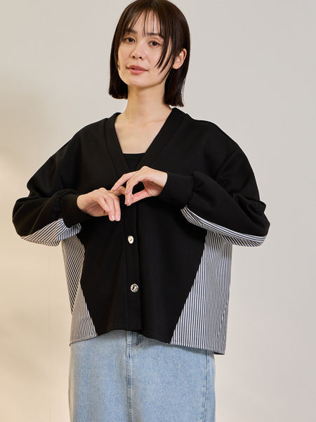ダンボールバックストライプカーディガン