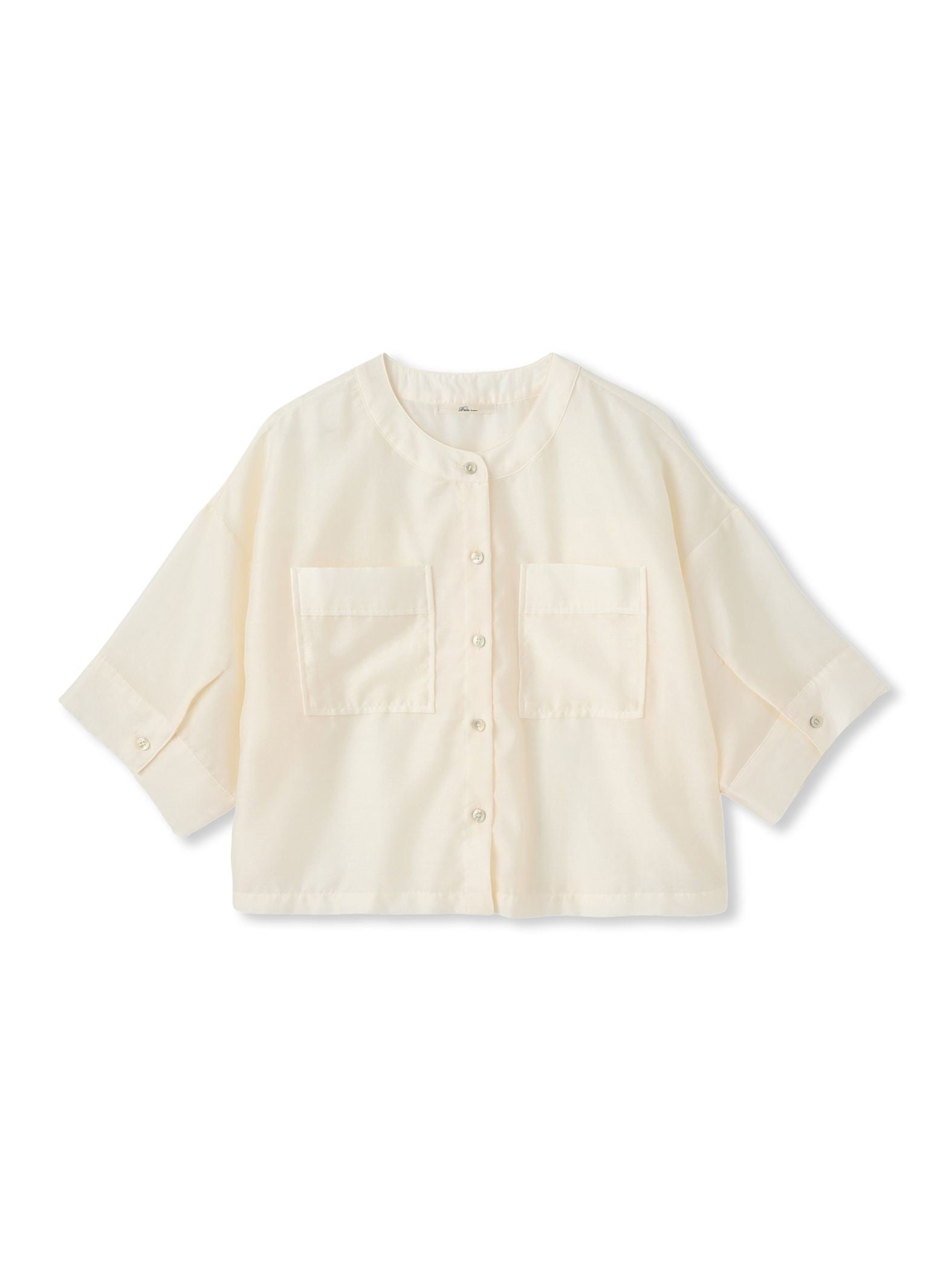 【WEB限定】シアーサテンバンドカラーブラウス