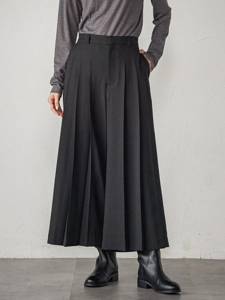 【カタログ掲載・一瞬で楽とキレイを叶える】ナチュラルストレッチプリーツキュロットパンツ≪セットアップ対応≫