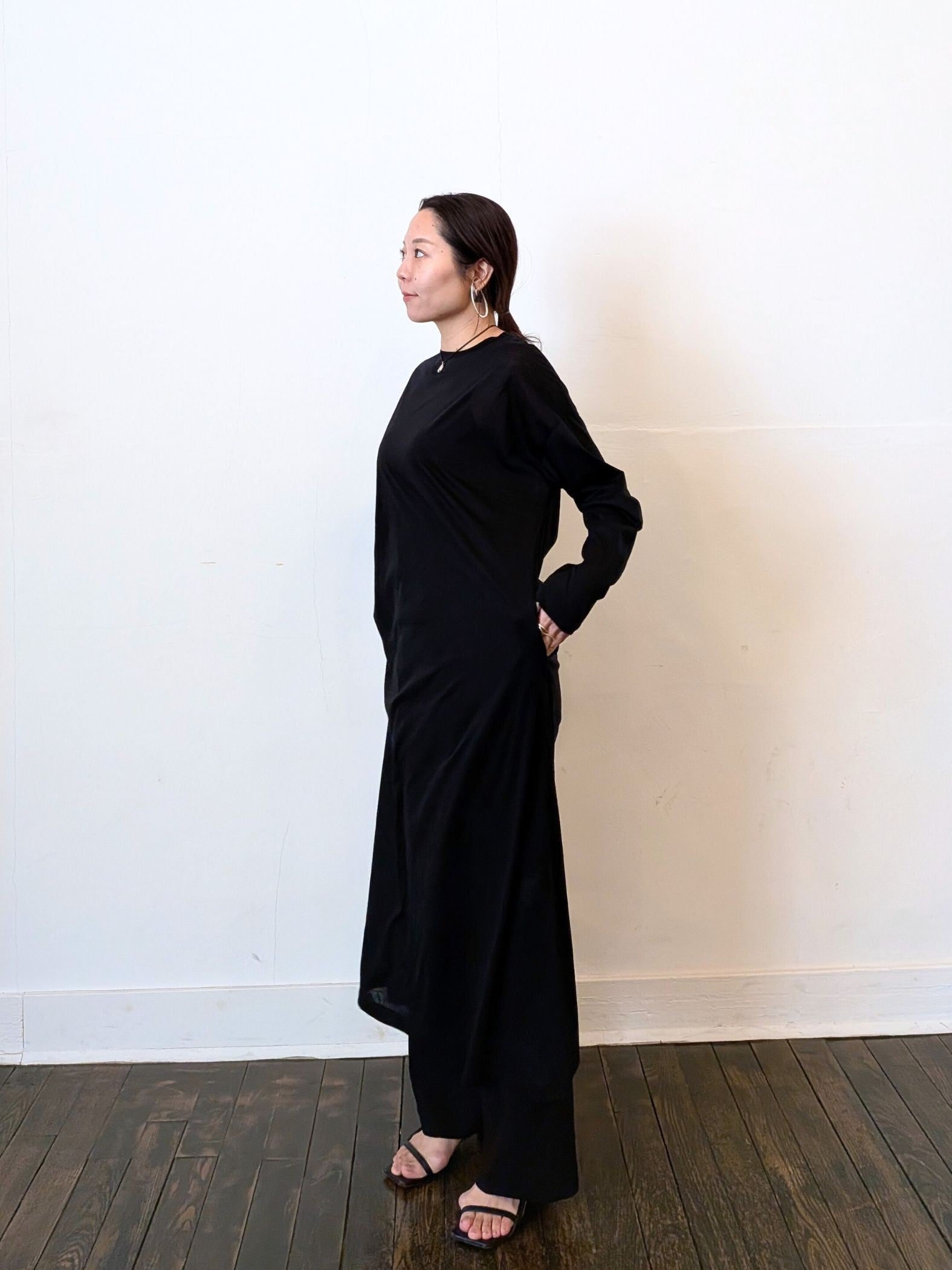 《予約販売》sheer long dress 　【日本製】