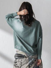 Vネックラメガーターニットプルオーバー≪手洗い可能≫