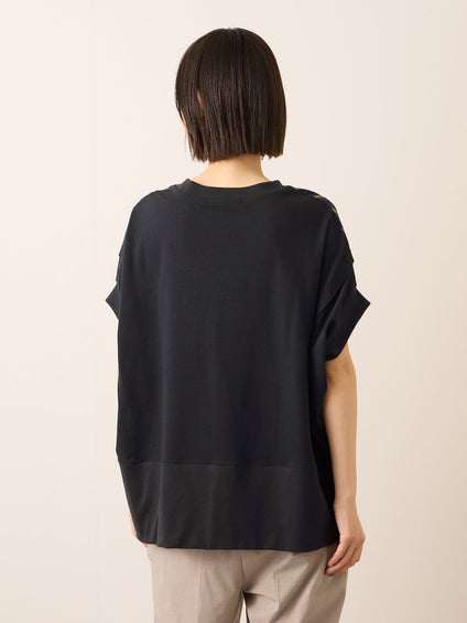 《予約》【機能するミニマル服】ストライプ切替プルオーバー　《接触冷感/吸水速乾/UVカット》