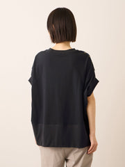 《予約》【機能するミニマル服】ストライプ切替プルオーバー　《接触冷感/吸水速乾/UVカット》