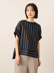 《予約》【機能するミニマル服】ストライプ切替プルオーバー　《接触冷感/吸水速乾/UVカット》