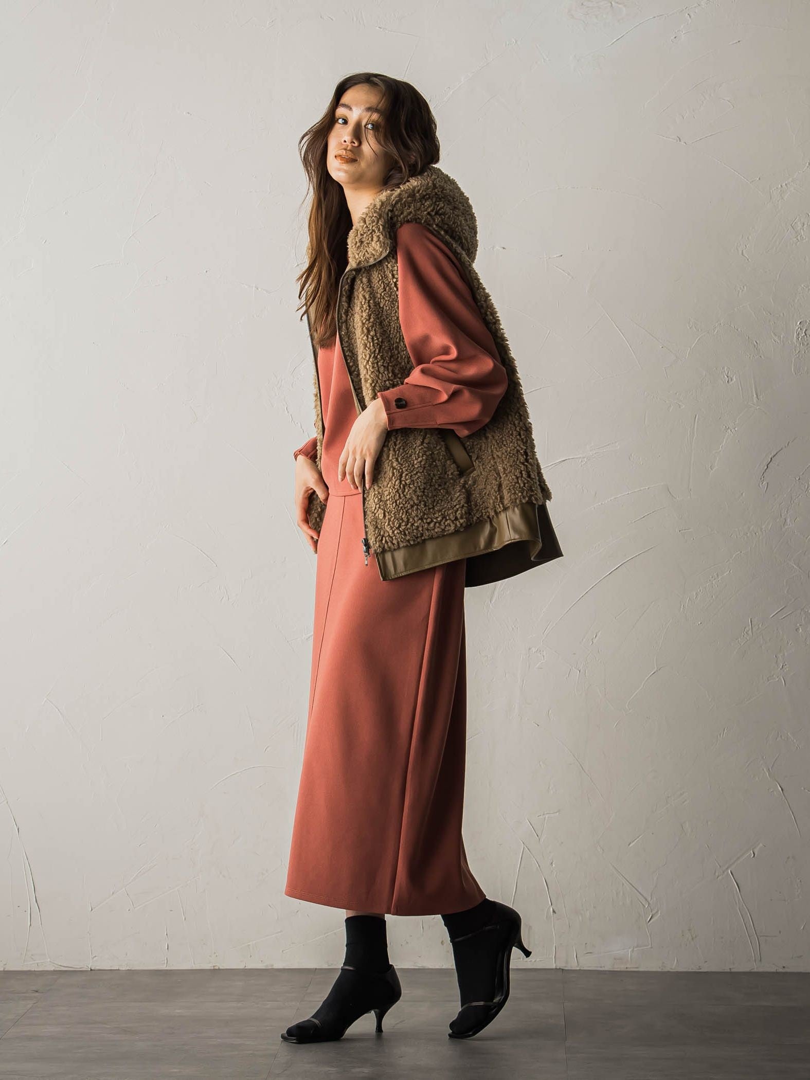 ジョーゼットダンボールAラインスカート≪セットアップ対応/洗濯機で洗える≫