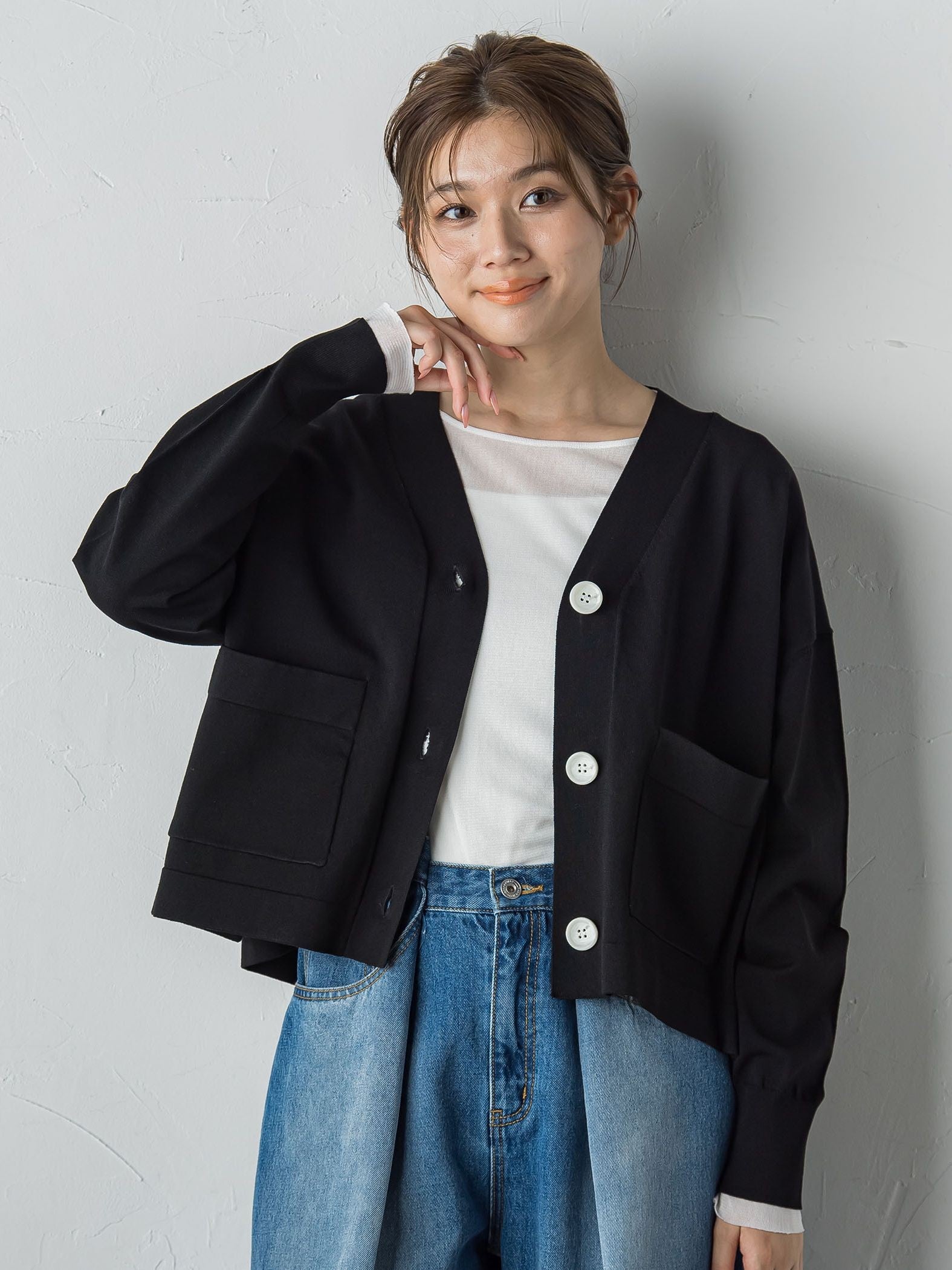 Vネックカーディガン≪手洗い可能≫