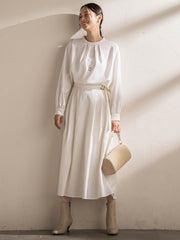 ウールブレンドストレッチフレアスカート≪セットアップ対応/手洗い可能≫