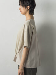 裾リブ前後異素材プルオーバー≪手洗い可能≫