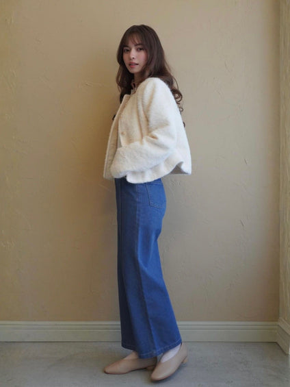 Double Belt Wide Denim［XS.under150cmさんもオススメ］≪洗濯機で洗える≫