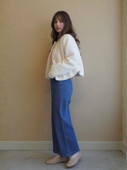 Double Belt Wide Denim［XS.under150cmさんもオススメ］≪洗濯機で洗える≫