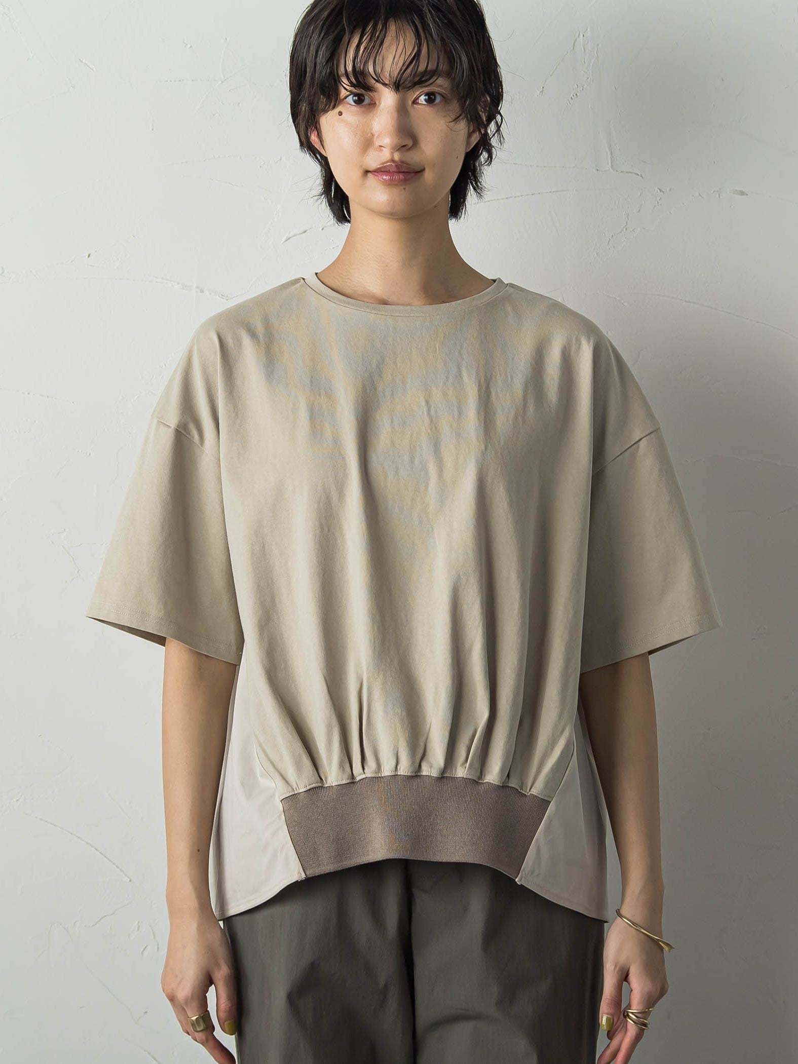 裾リブ前後異素材プルオーバー≪手洗い可能≫