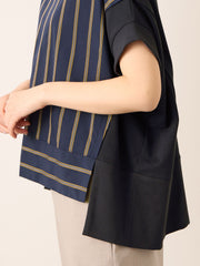 《予約》【機能するミニマル服】ストライプ切替プルオーバー　《接触冷感/吸水速乾/UVカット》