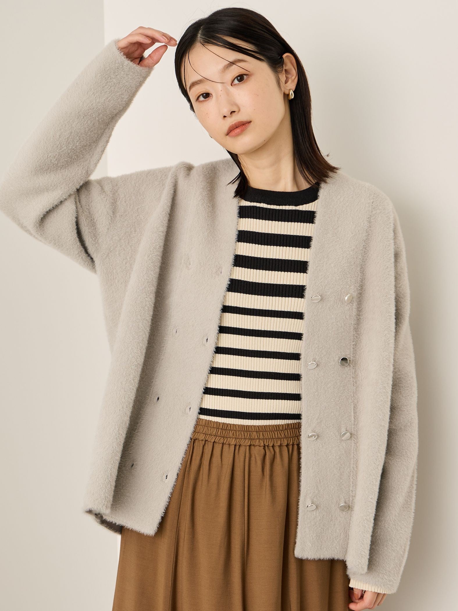 フェレットタッチWニットジャケット≪手洗い可能≫