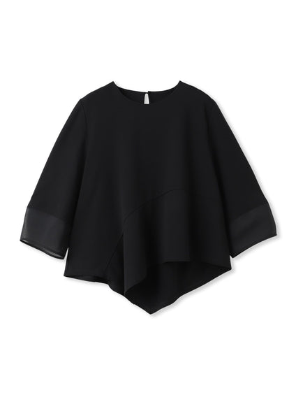 オーガンジーアシメヘムカットソー≪UVカット≫