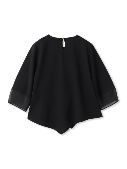 オーガンジーアシメヘムカットソー≪UVカット≫