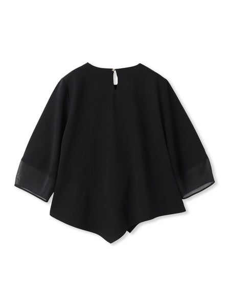 オーガンジーアシメヘムカットソー≪UVカット≫