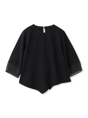 オーガンジーアシメヘムカットソー≪UVカット≫