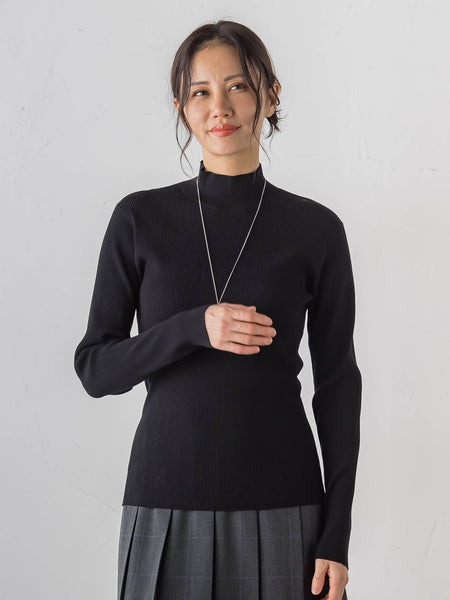 【Skinea】≪着るスキンケア≫リブハイネックニット