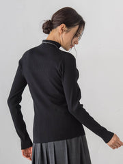 【Skinea】≪着るスキンケア≫リブハイネックニット