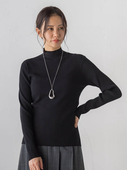 【Skinea】≪着るスキンケア≫リブハイネックニット