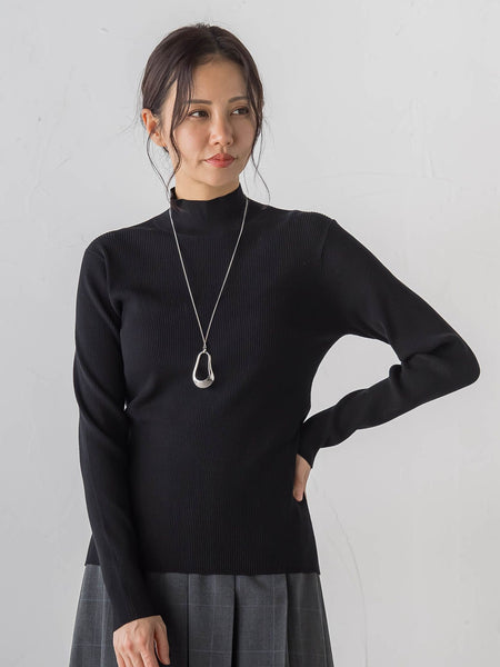 【Skinea】≪着るスキンケア≫リブハイネックニット