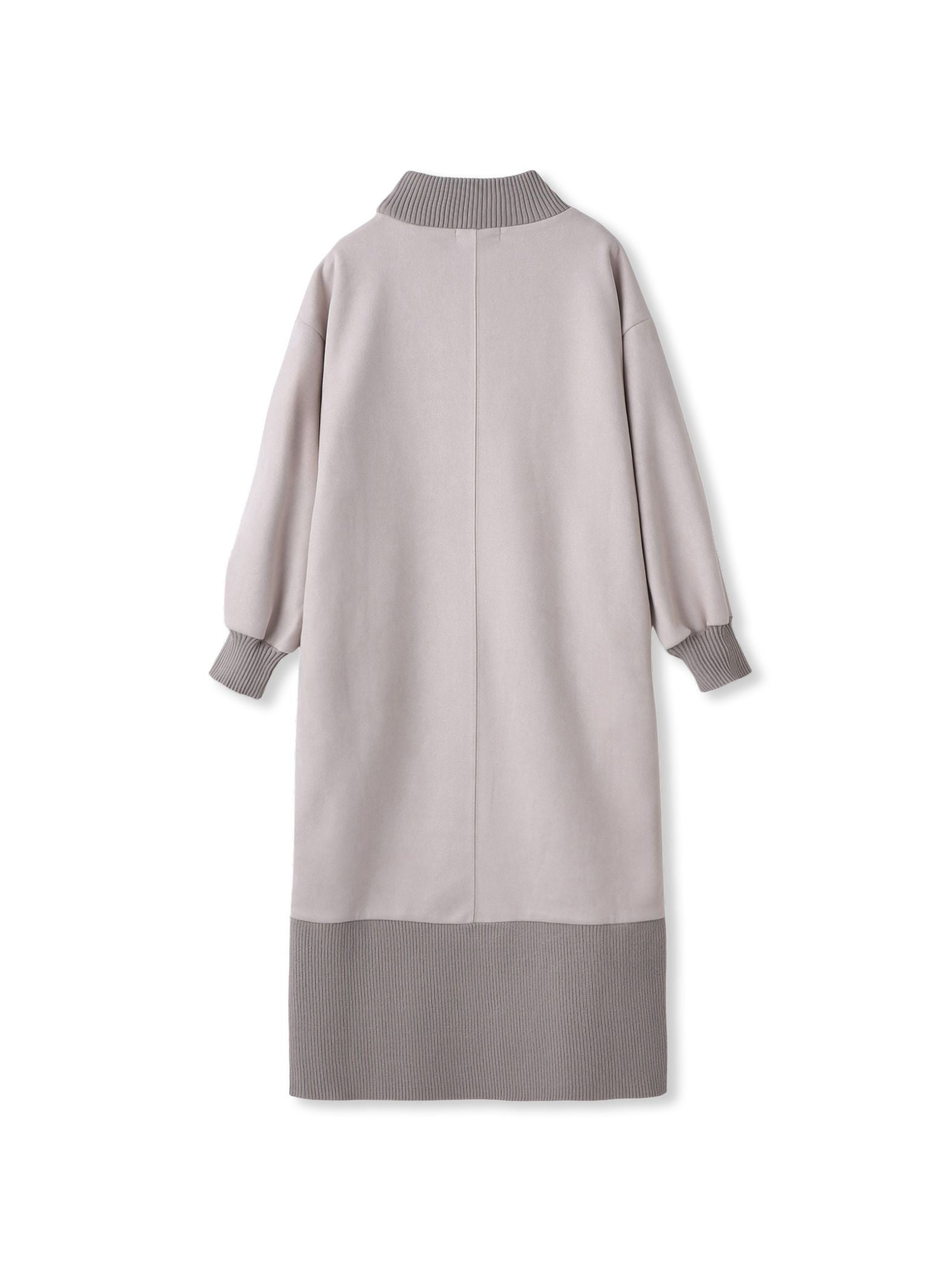 【WEB限定】スウェード×リブモックネックワンピース≪手洗い可能≫