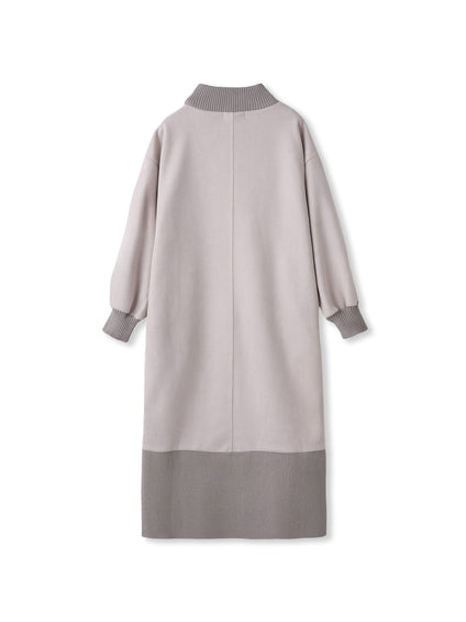 【WEB限定】スウェード×リブモックネックワンピース≪手洗い可能≫