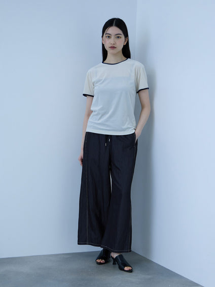 【シーズンレス】ナイロンツイルデニムイージーワイドパンツ