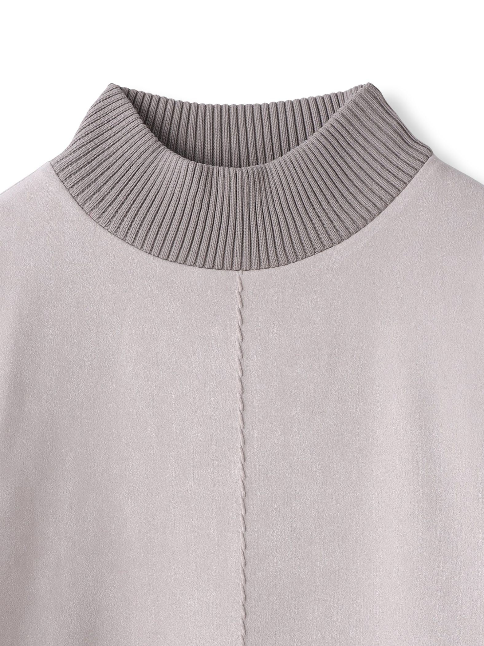 【WEB限定】スウェード×リブモックネックワンピース≪手洗い可能≫