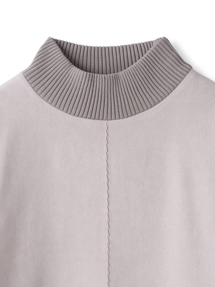 【WEB限定】スウェード×リブモックネックワンピース≪手洗い可能≫