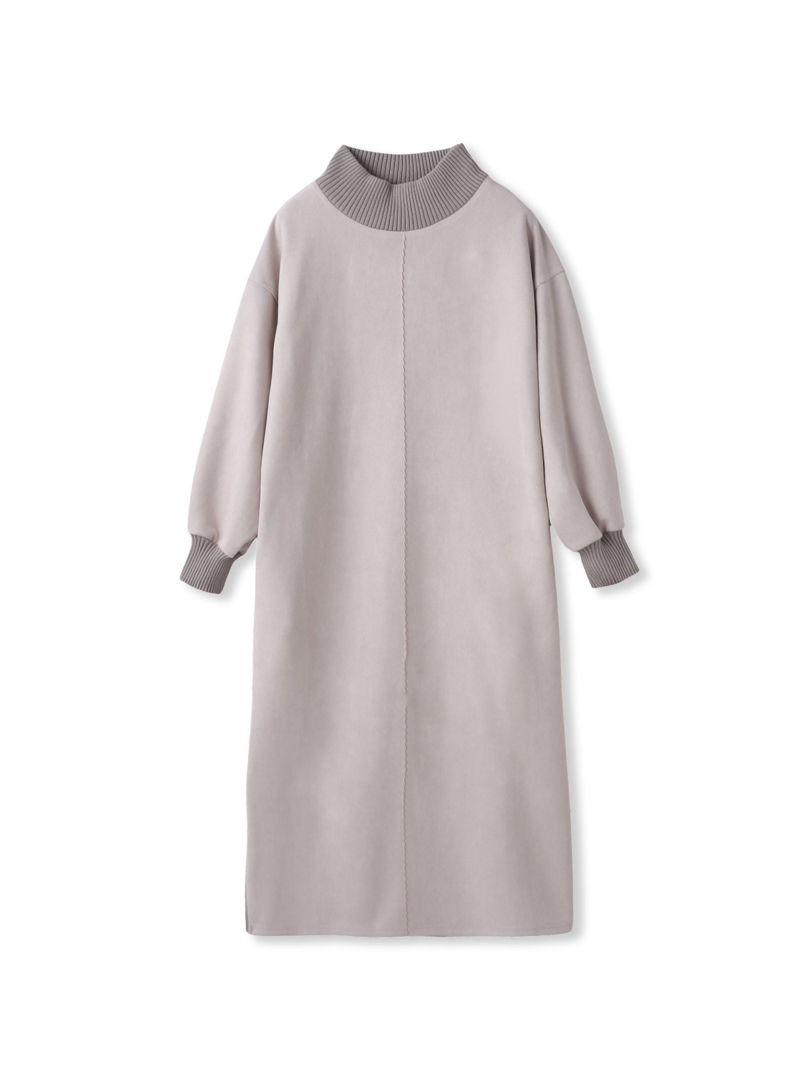 【WEB限定】スウェード×リブモックネックワンピース≪手洗い可能≫