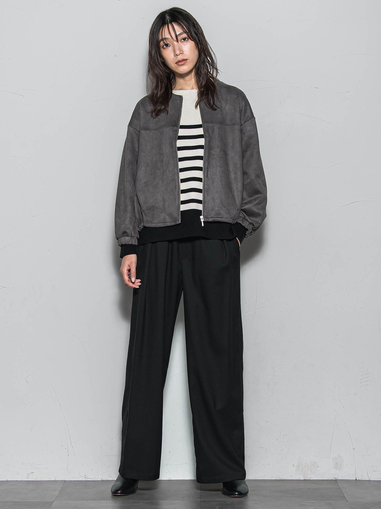 【WEB限定】マシュマロスウェードノーカラーブルゾン≪手洗い可能≫