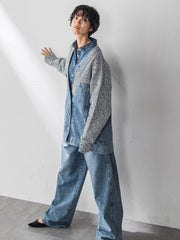 デニムドッキングニットカーディガン≪洗濯機で洗える≫