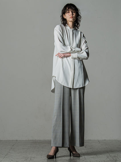 ダブルクロス2WAYロングシャツブラウス≪洗濯機で洗える/セットアップ対応≫