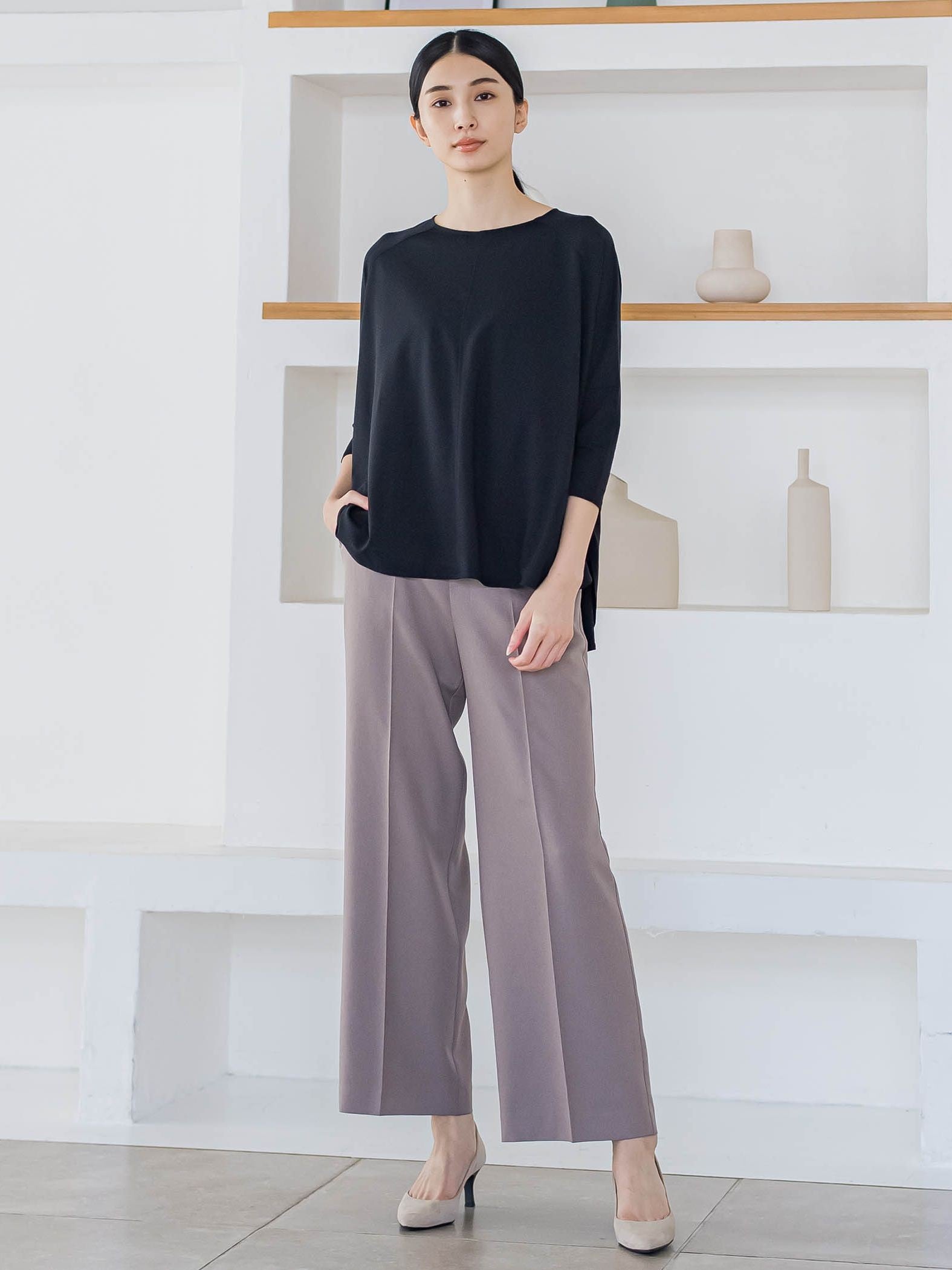 【カタログ掲載】バックリボンマシュマロポンチカットソー≪洗濯機で洗える≫