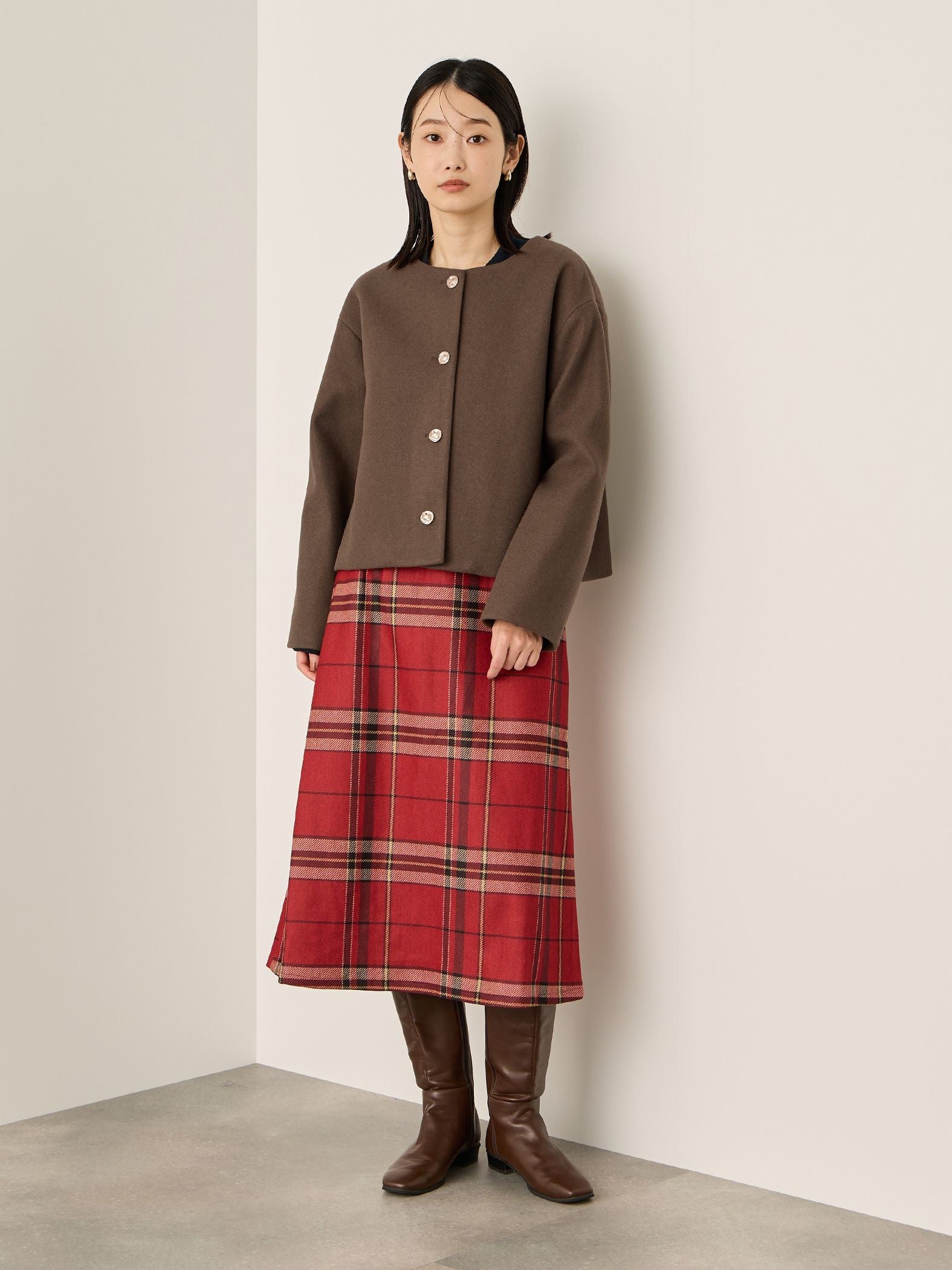 ウールチョウジャージーノーカラージャケット