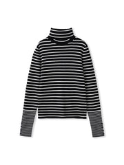 リブタートルニットプルオーバー≪手洗い可能≫