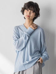 【新色追加】Vネックコクーンニットプルオーバー≪手洗い可能≫