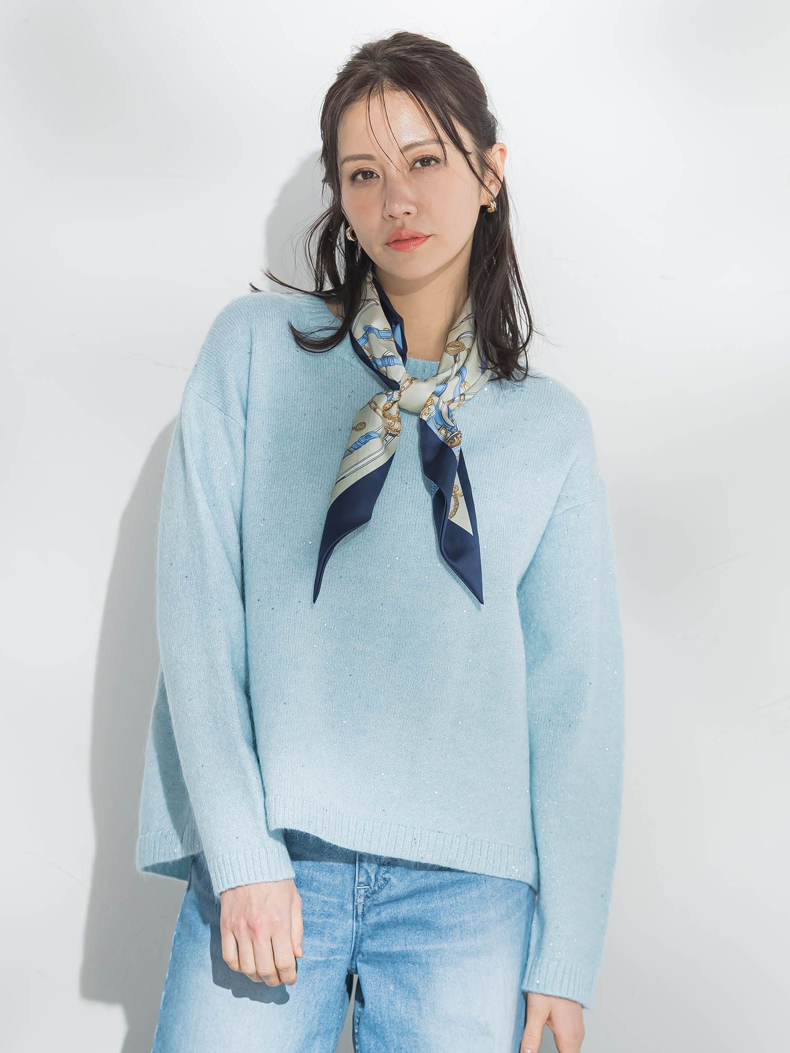 スパンコールクルーネックニット≪洗える≫