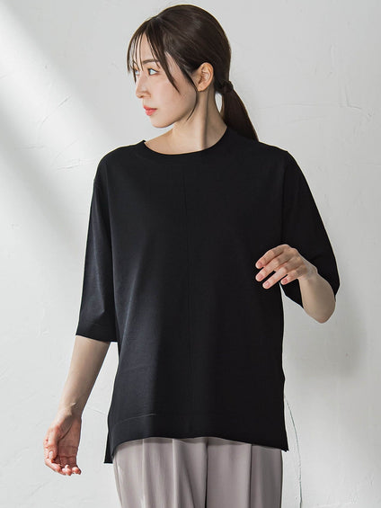 Tシャツ風ニットプルオーバー≪手洗い可能≫