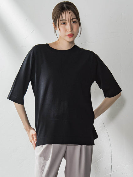 Tシャツ風ニットプルオーバー≪手洗い可能≫