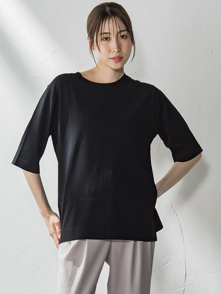 Tシャツ風ニットプルオーバー≪手洗い可能≫