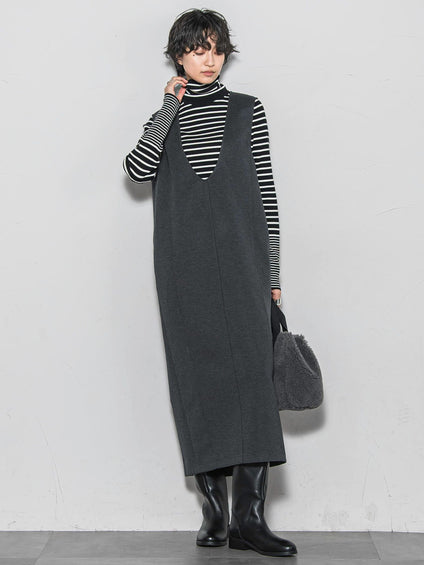 【ノンアイロン】-3kg見えIラインワンピース≪手洗い可能≫