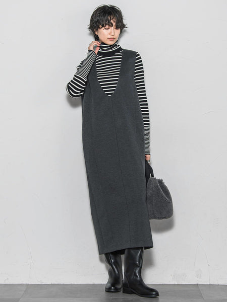 【ノンアイロン】-3kg見えIラインワンピース≪手洗い可能≫